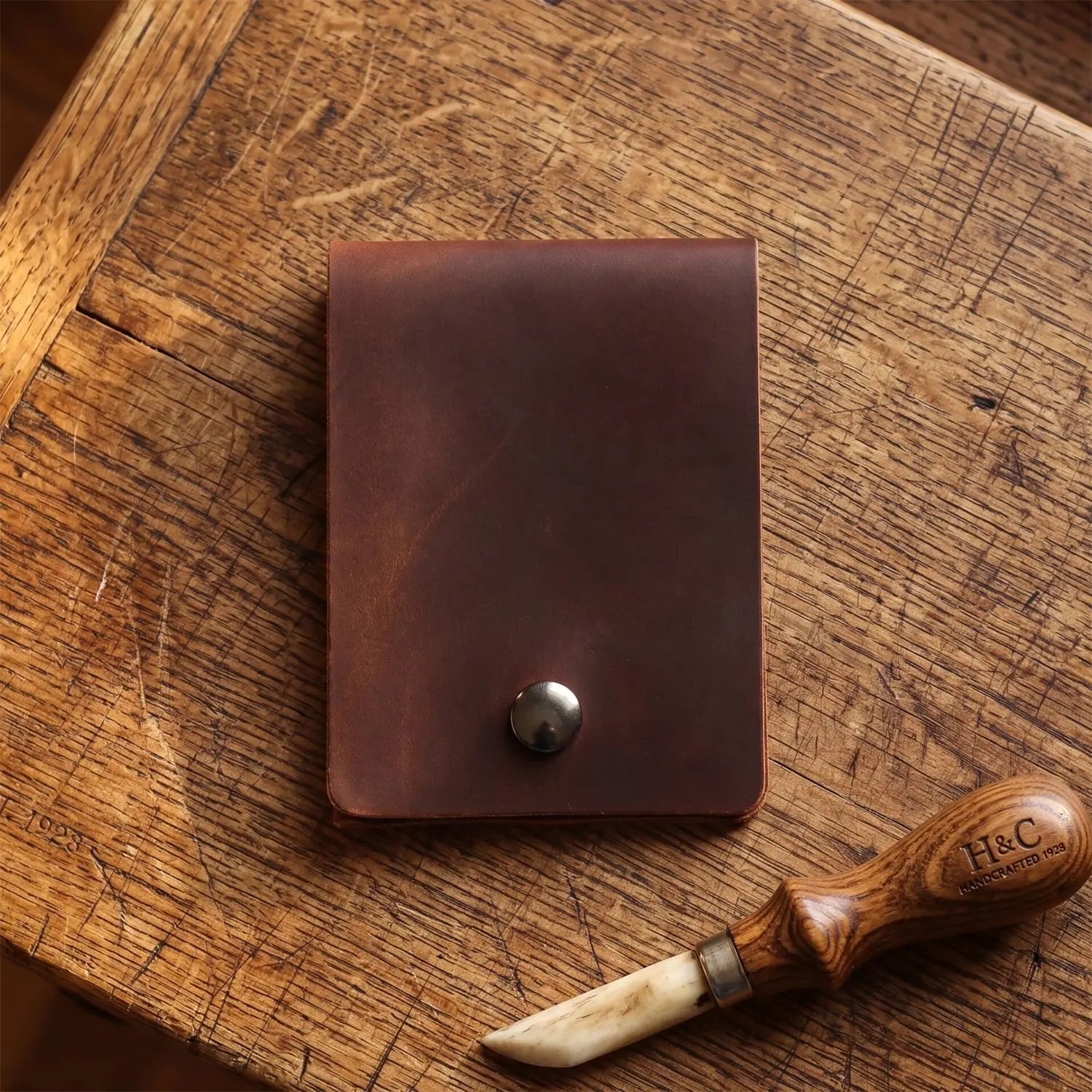 Handmade Vintage Short Wallet Ultra-Thin Portable Leather Multi-Function Card Holder Simple Design Top Layer Cowhide Wallet