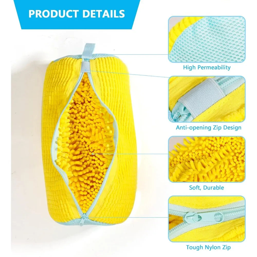 Jo Durable 360° Mesh Shoe Laundry Bag for Sneakers yellow color