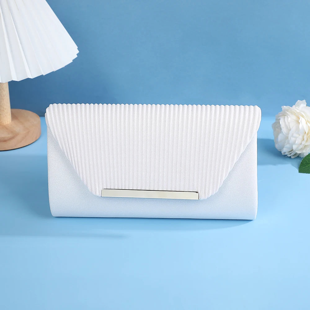 Elegant Pleated Chain Evening Clutch