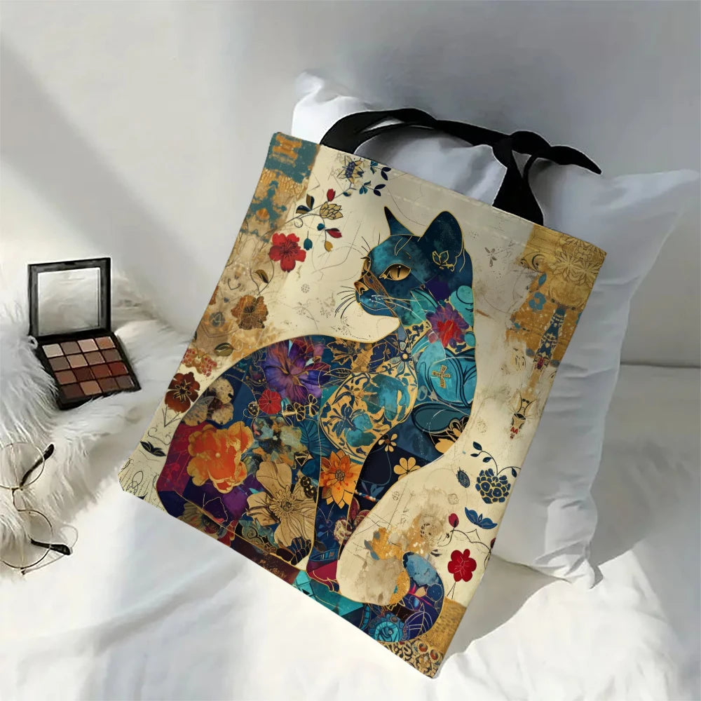 Casual Cat Print Lightweight Tote