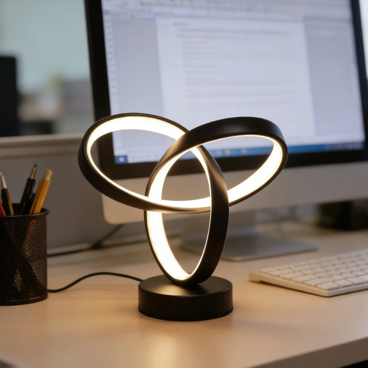 USB Creative Modern Art Desk Lamp Tri Color Lighting Suitable for Bedroom, Living Room, Office, Bedside and Other Scenes