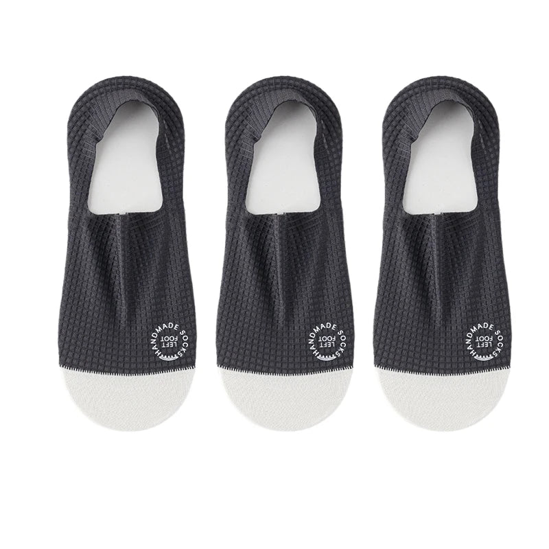 Jo Men's Breathable Waffle-Knit Invisible Boat Socks (3-Pack)