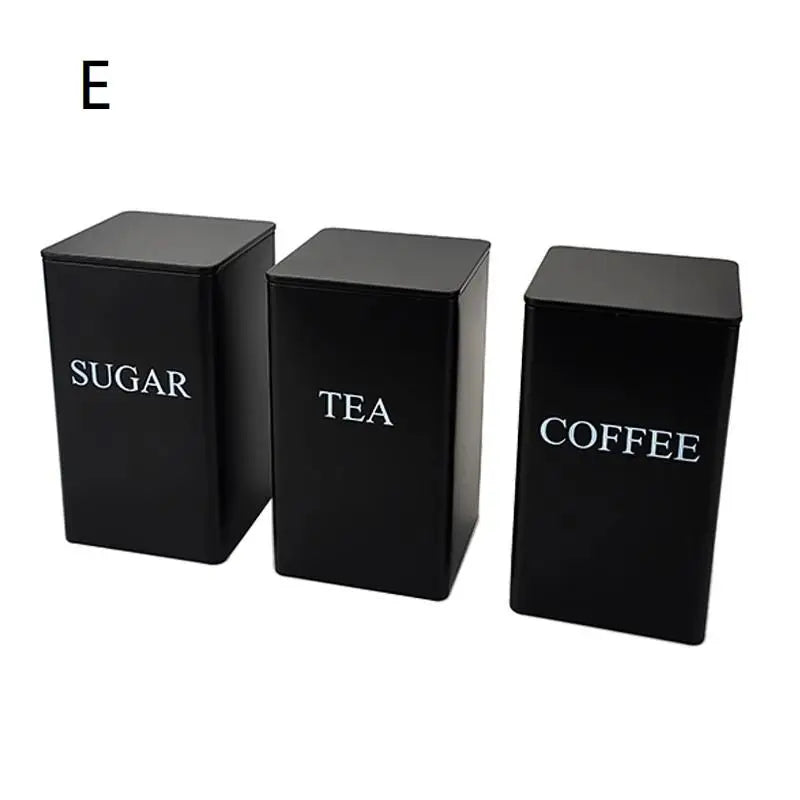 3Pcs 1L Coffee Bean Storage Canisters Tea Sugar Vacuum Sealed Jars Iron Canisters Heat Kitchen Cream Can Airtight Lid